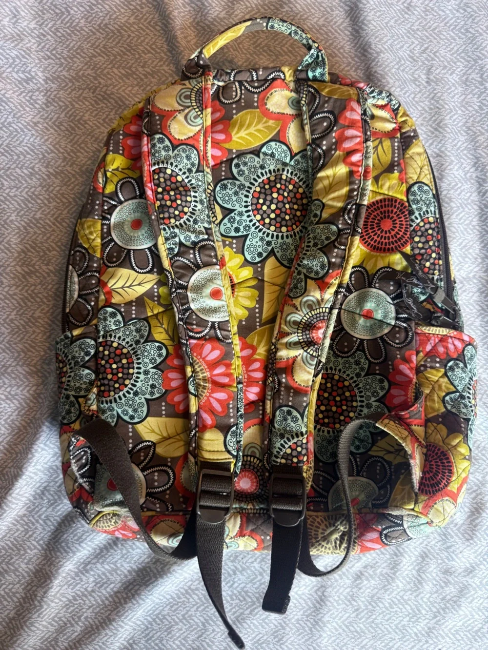 Vera Bradley Flower Shower Quilted Cotton Backpack | Floral Side Flap Pockets